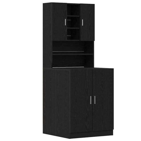 Waschmaschinenschränke 2 Stk. Schwarze Eiche 70.5x71.5x181.5 cm Holzwerkstoff, Waschmaschinenschrank - Schwarze Eiche - 70.5x71.5x91.5 cm - Aus Holzwerkstoff