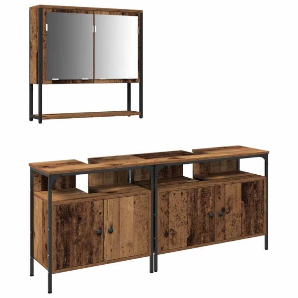 Badschrank mit integriertem Becken aus altem Holz - Hergestellt aus Holz