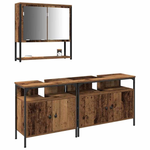 Badschrank mit integriertem Becken aus altem Holz - Hergestellt aus Holz