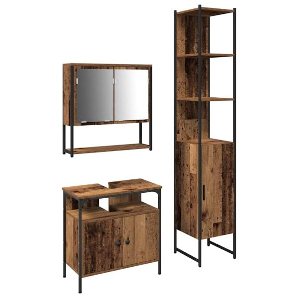 Waschbeckenunterschrank mit integriertem Becken Altholz Holzwerkstoff