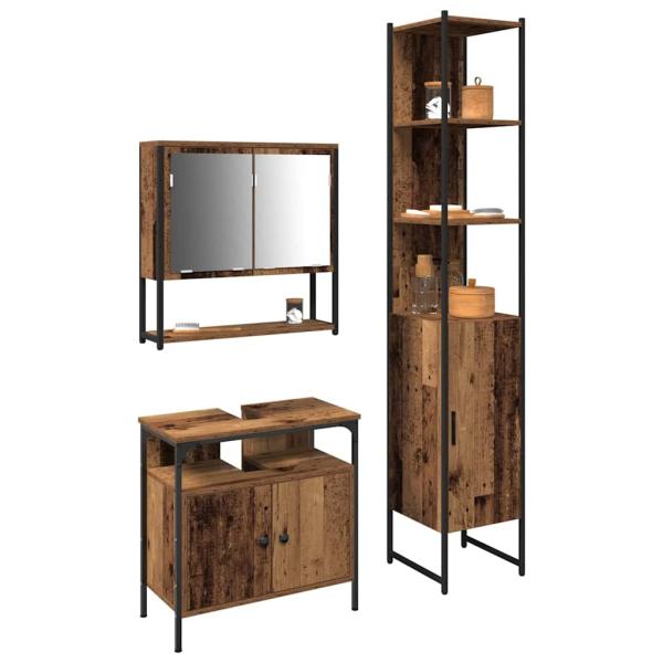 Waschbeckenunterschrank mit integriertem Becken Altholz Holzwerkstoff