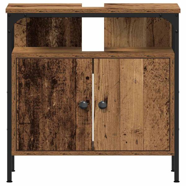 Waschbeckenunterschrank mit integriertem Becken Altholz Holzwerkstoff
