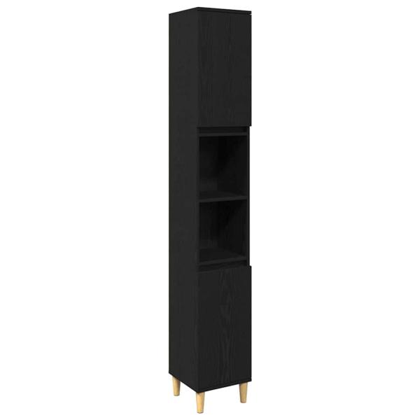 3-teiliges Badezimmermöbel Set schwarze Eiche Holzwerkstoff, Badschrank schwarze Eiche 30x30x190 cm Holzwerkstoff, Badschrank schwarze Eiche 30x30x100 cm Holzwerkstoff
