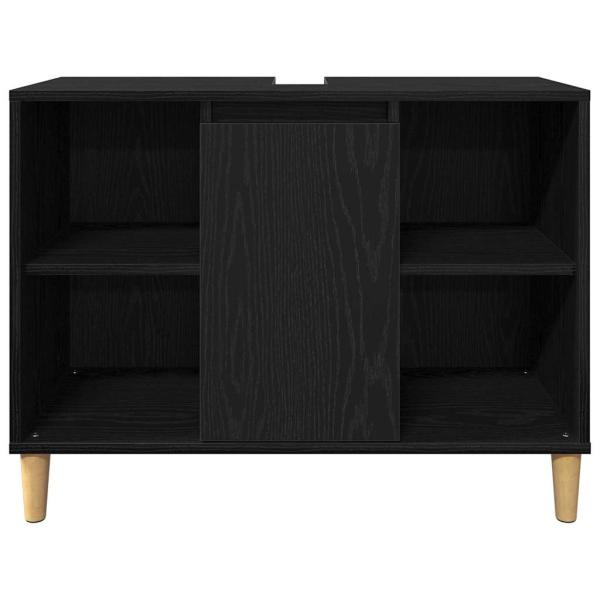 3-teiliges Badezimmermöbel Set schwarze Eiche Holzwerkstoff, Badschrank schwarze Eiche 30x30x190 cm Holzwerkstoff, Badschrank schwarze Eiche 30x30x100 cm Holzwerkstoff