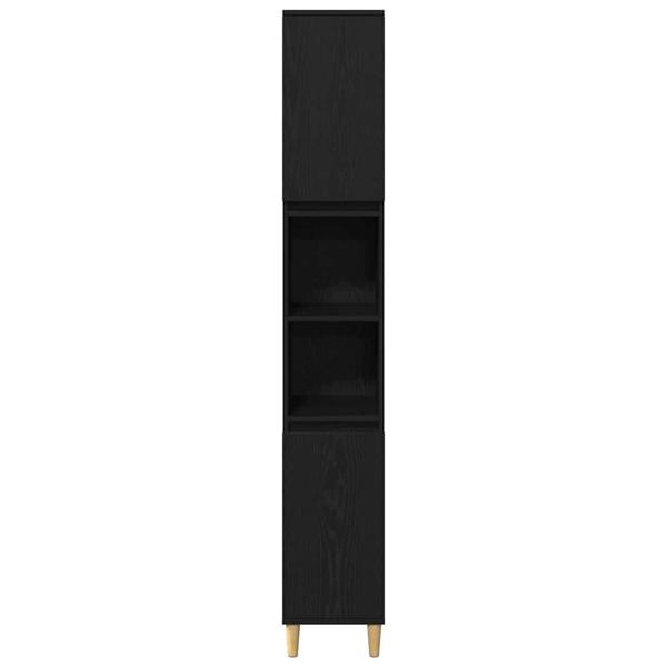 3-teiliges Badezimmermöbel Set schwarze Eiche Holzwerkstoff, Badschrank schwarze Eiche 30x30x190 cm Holzwerkstoff, Badschrank schwarze Eiche 30x30x100 cm Holzwerkstoff