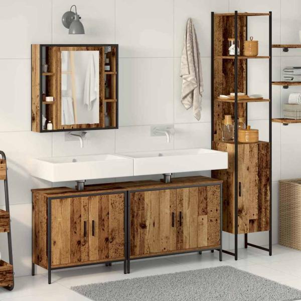 ARDEBO.de - 4-teiliges Badezimmermöbel Set Altholz