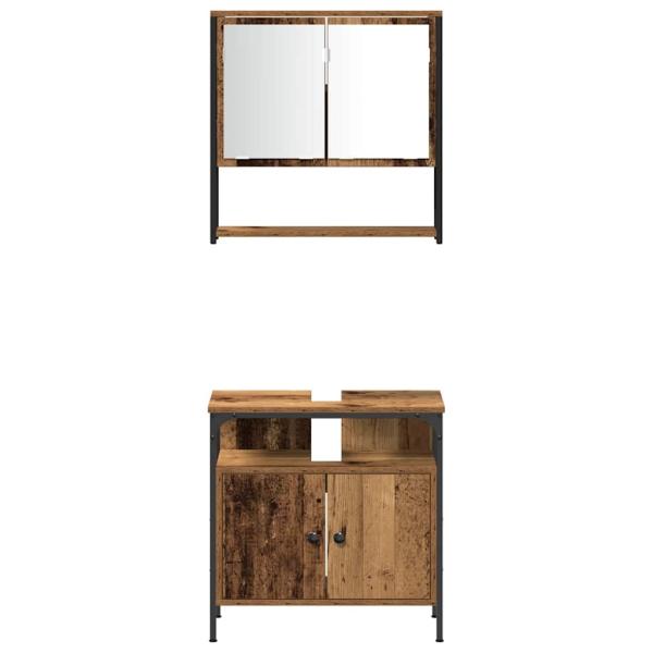 4-teiliges Badezimmermöbel-Set Altes Holz
