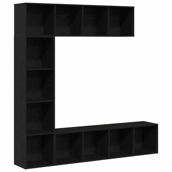Bücherregale 3 Stück Schwarz Eiche 36x30x143 cm Holzwerkstoff
