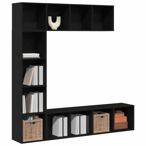 Bücherregale 3 Stück Schwarz Eiche 36x30x143 cm Holzwerkstoff