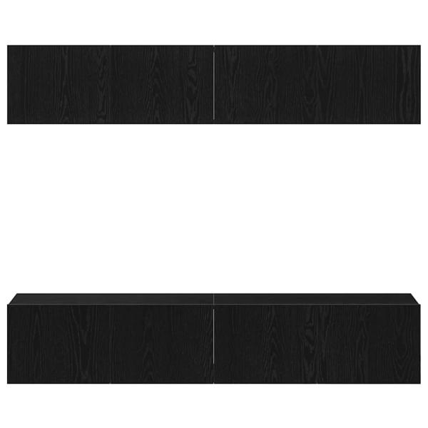 4-teiliges TV-Schranksystem zur Wandmontage in Schwarz und Eiche aus Holzwerkstoff