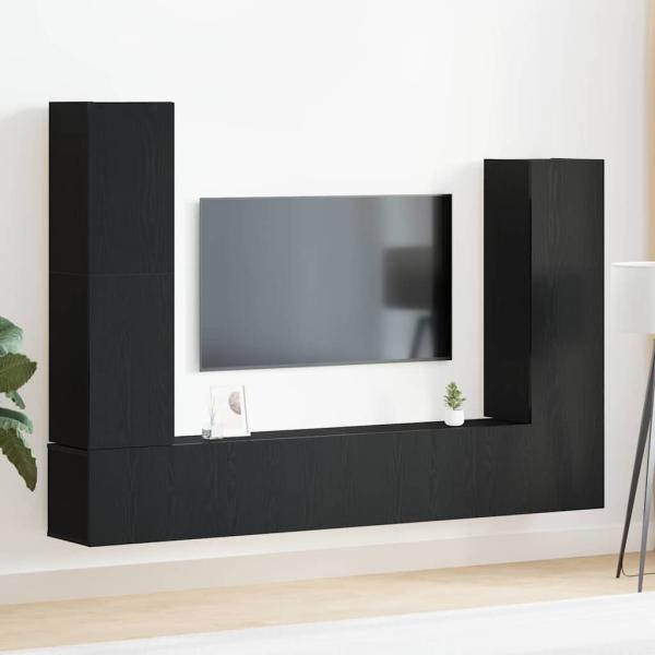 ARDEBO.de - 4-teiliges TV-Schranksystem Wandmontage Schwarze Eiche modernes Holz