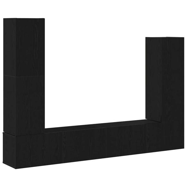 4-teiliges TV-Schranksystem Wandmontage Schwarze Eiche modernes Holz