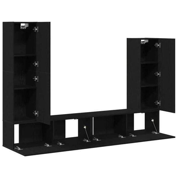 4-teiliges TV-Schranksystem Wandmontage Schwarze Eiche modernes Holz