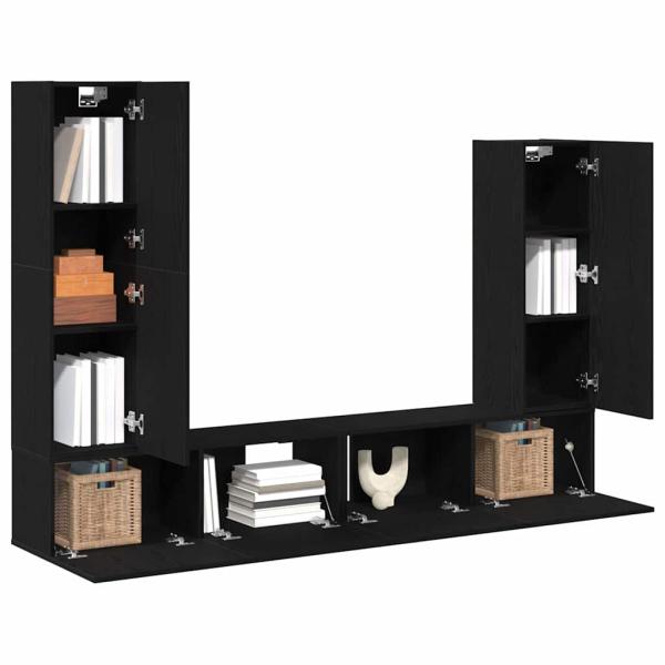 4-teiliges TV-Schranksystem Wandmontage Schwarze Eiche modernes Holz