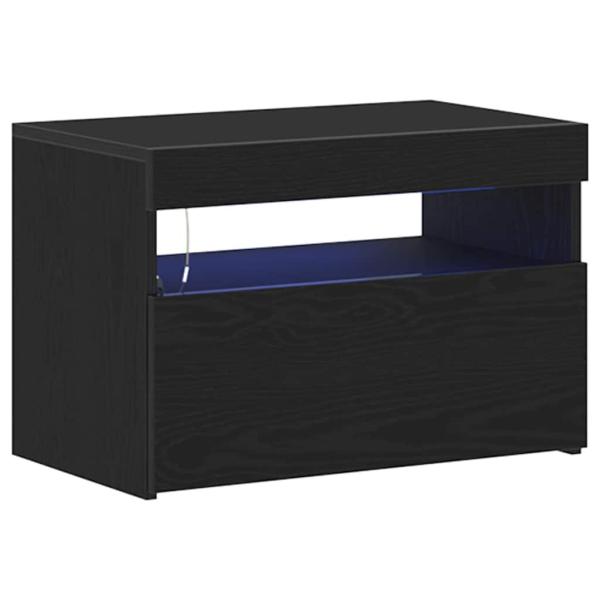 Nachttisch mit LED-Leuchten Schwarz Eiche 60x35x40 cm Holzwerkstoff