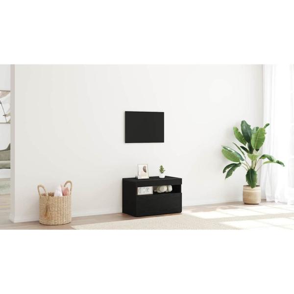 Nachttisch mit LED-Leuchten Schwarz Eiche 60x35x40 cm Holzwerkstoff