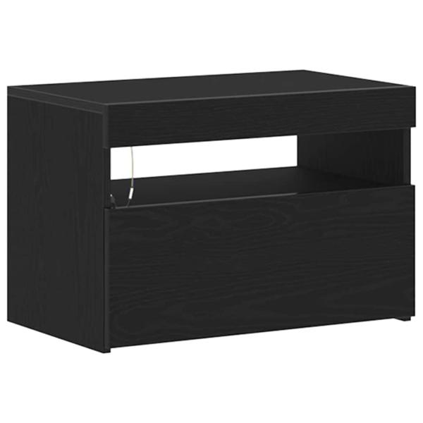 Nachttisch mit LED-Leuchten Schwarz Eiche 60x35x40 cm Holzwerkstoff