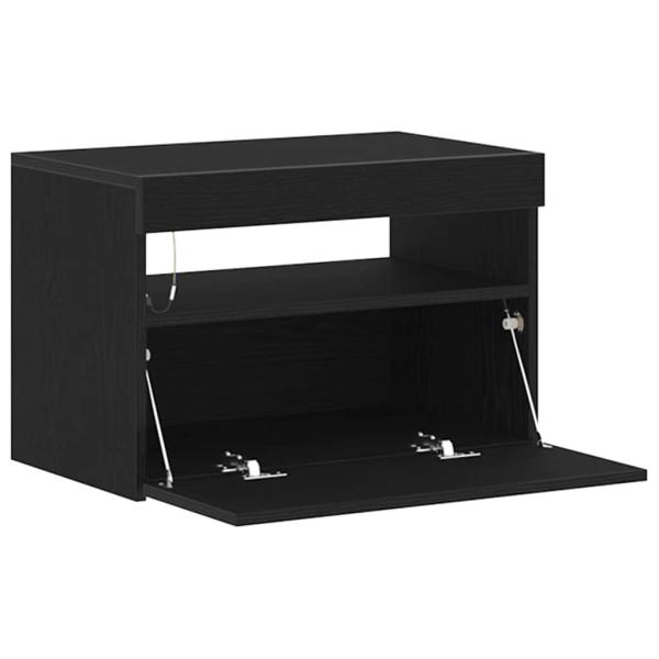 Nachttisch mit LED-Leuchten Schwarz Eiche 60x35x40 cm Holzwerkstoff