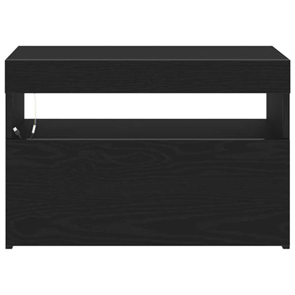 Nachttisch mit LED-Leuchten Schwarz Eiche 60x35x40 cm Holzwerkstoff