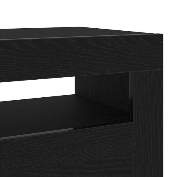 Nachttisch mit LED-Leuchten Schwarz Eiche 60x35x40 cm Holzwerkstoff