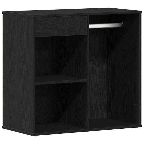 Schminktischset mit LED in Schwarz Eiche aus Holzwerkstoff, LED Schminktisch in Schwarz Eiche, 60x40x140 cm, aus Holzwerkstoff, Kosmetikschrank in Schwarz Eiche, 80x40x75 cm, aus Holzwerkstoff, Kosmetikschrank in Schwarz Eiche - 80x40x65 cm, aus Holzwerks