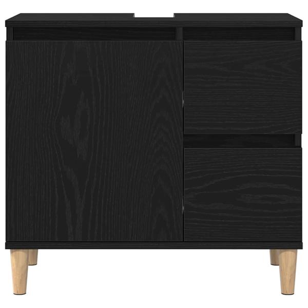 3-teiliges Badezimmer Schrank Set Schwarze Eiche Holzwerkstoff