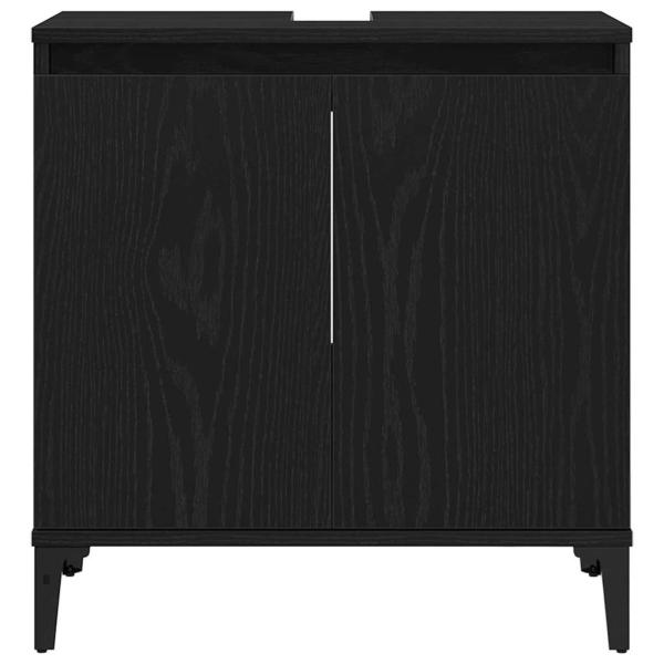 3-teiliges Badezimmermöbel Set Schwarze Eiche Holzwerkstoff