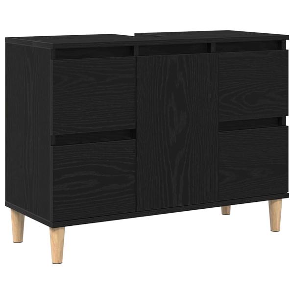 3-teiliges Badezimmermöbel Set Schwarze Eiche Holzwerkstoff