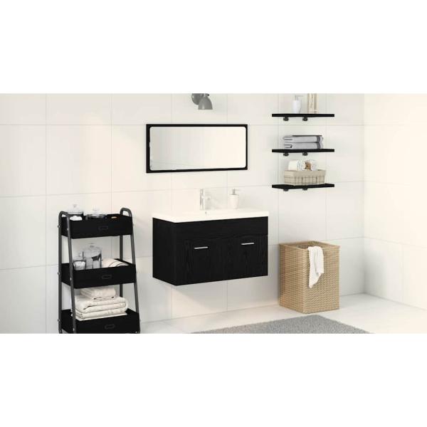 Waschbecken-Schränkchen mit integriertem Becken Schwarze Eiche Holzwerkstoff