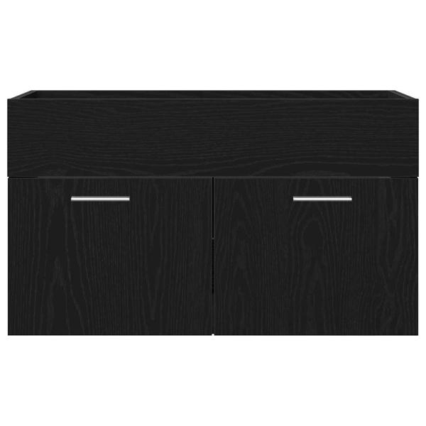 Badezimmer Waschbecken Schrank mit eingebautem Waschbecken Schwarz Eiche Holzwerkstoff