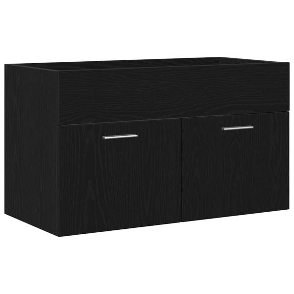 Waschbeckenunterschrank mit eingebautem Waschbecken Schwarz Eiche Holzwerkstoff
