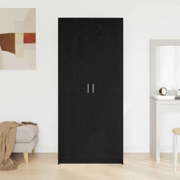 Kleiderschrank Schwarz Eiche 80x51x180 cm Werkstoff