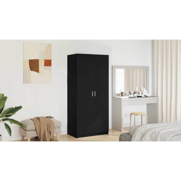 Kleiderschrank Schwarz Eiche 80x51x180 cm Werkstoff
