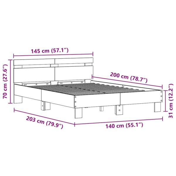 Eichenbettgestell Artisan Eiche Holzwerkstoff 140 x 200 cm