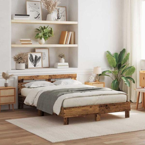 ARDEBO.de - Holz Bettgestell Reclaimed Wood 140 x 190 cm Verstellbar