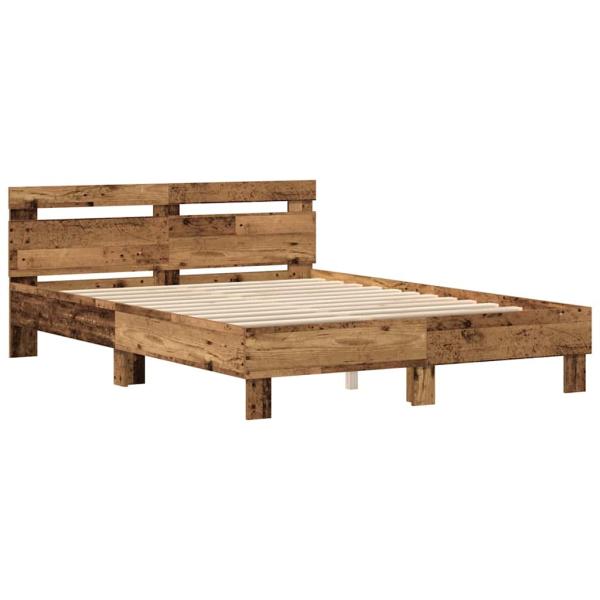 Holz Bettgestell Reclaimed Wood 140 x 190 cm Verstellbar