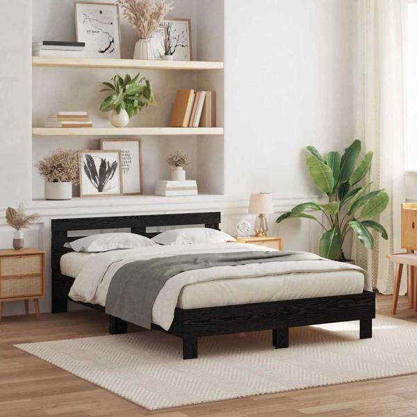 ARDEBO.de - Schwarzes Bettgestell Schwarze Eiche Holz 140 x 190 cm Langlebig