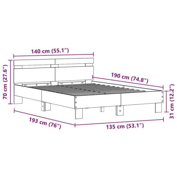 Eichenbettgestell Schwarze Eiche Holzwerkstoff 135 x 190 cm