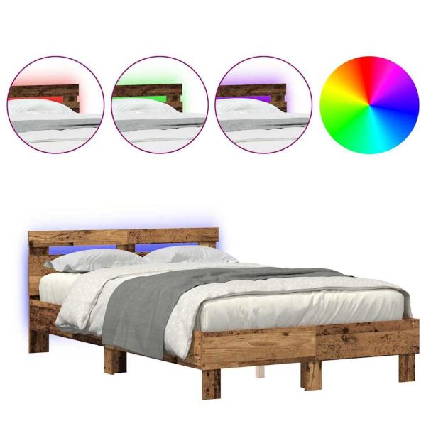 Bettgestell aus Holzwerkstoff Alte Holzoptik Holzwerkstoff