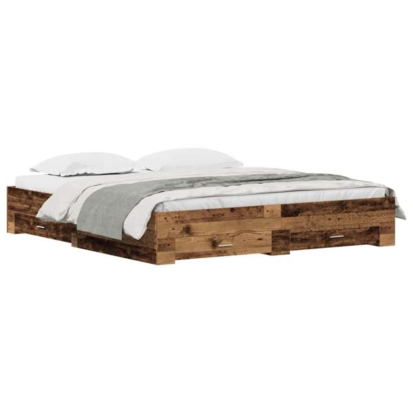 Bett mit Schubladen Altholz 180x200 cm Holzwerkstoff