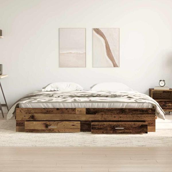 Bett mit Schubladen Altholz 180x200 cm Holzwerkstoff
