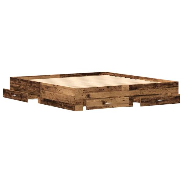 Bett mit Schubladen Altholz 180x200 cm Holzwerkstoff