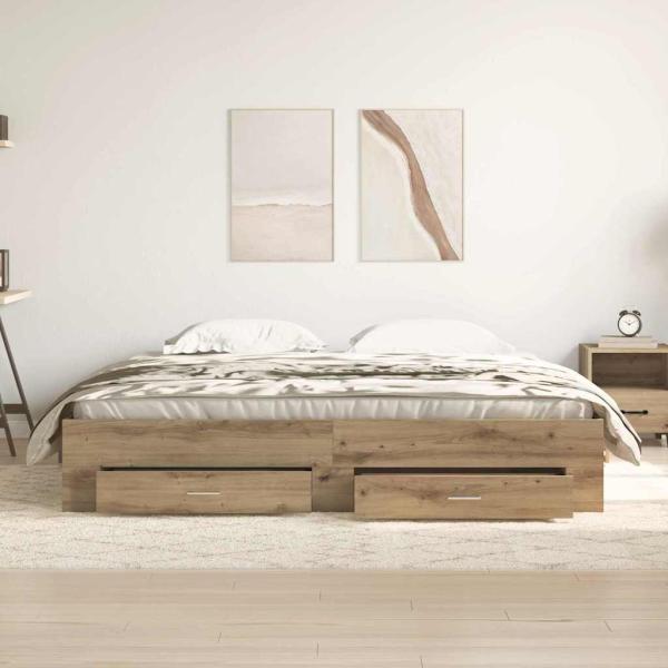 Bett mit Schubladen Artisan Eiche 180x200 cm Holzwerkstoff