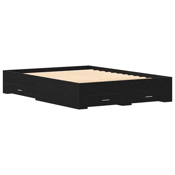 Bettgestell mit Schubladen Schwarze Eiche Engineered Wood