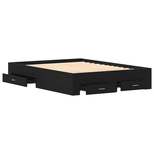 Bettgestell mit Schubladen Schwarze Eiche Engineered Wood