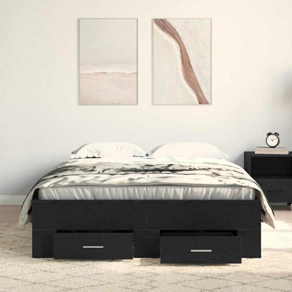 Bettrahmen Schwarz Eichen-Optik 120 x 200 cm Holzwerkstoff