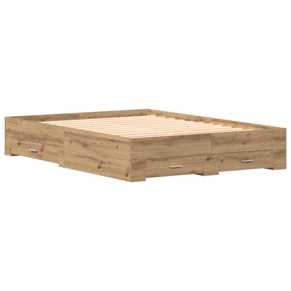 Bettgestell mit Schubladen Eiche Holzwerkstoff 140 x 190 cm