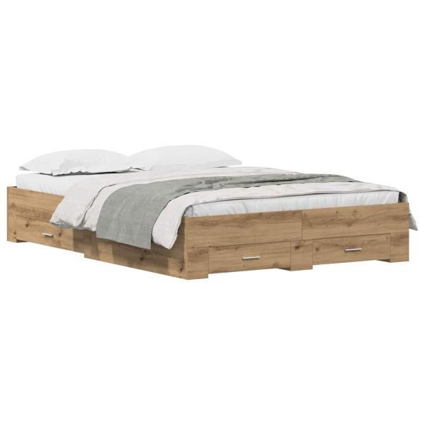 Bettgestell mit Schubladen Eiche Holzwerkstoff 140 x 190 cm