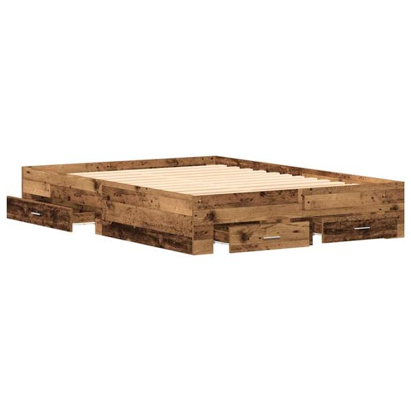 Bett mit Schubladen Altholz 135x190 cm Holzwerkstoff
