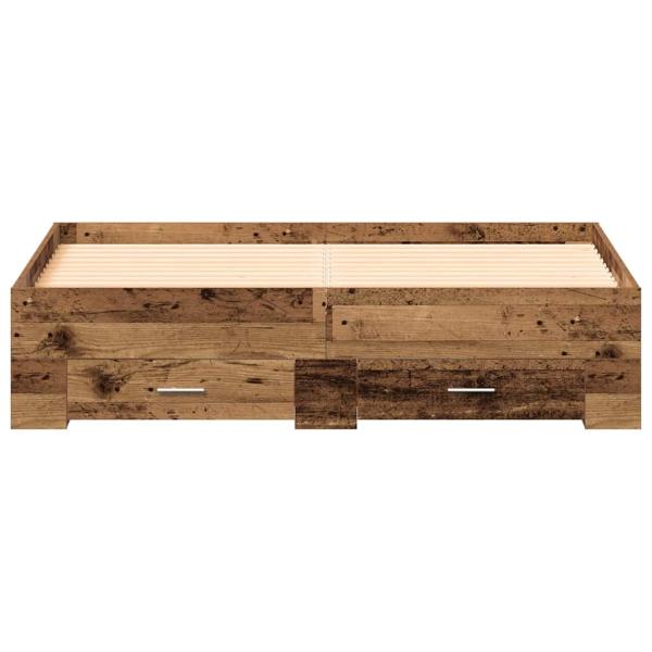 Bett mit Schubladen Altholz 135x190 cm Holzwerkstoff